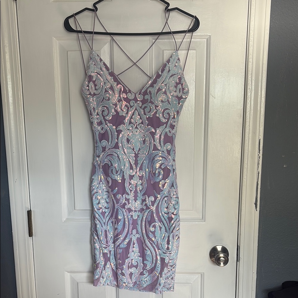 Elegant Lavender Sequin Dress